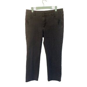 Chico's black platinum denim capri with sequins size 10
